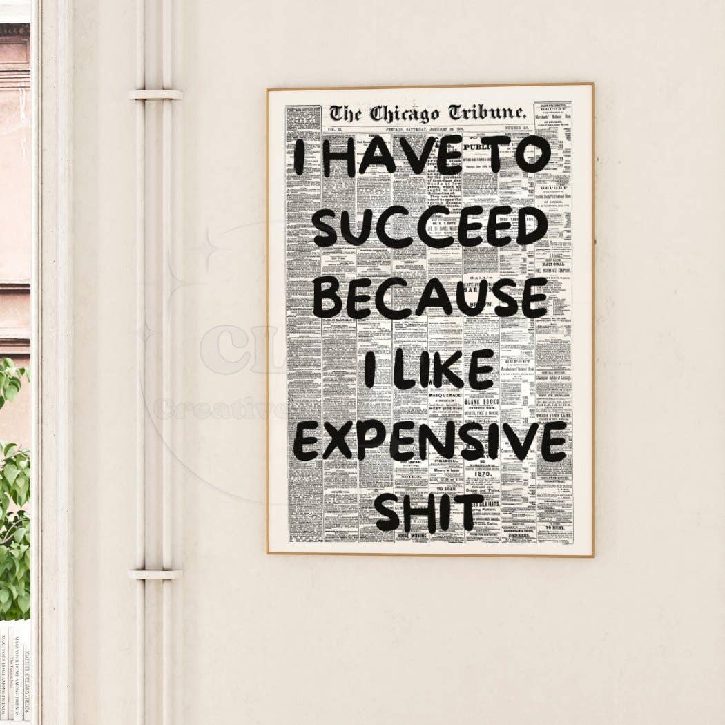 Retro Newspaper Wall Art Monotone Print