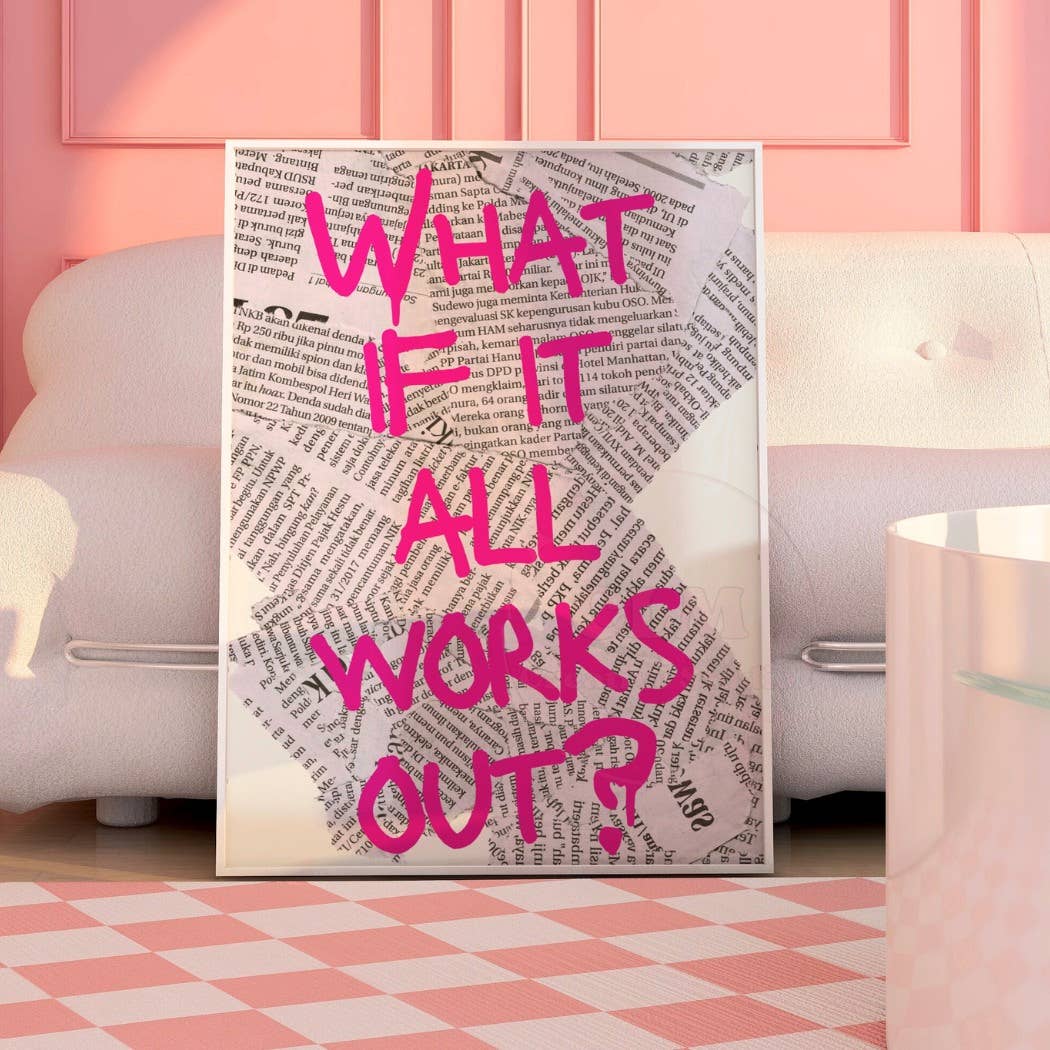 Trendy Retro Newspaper Print "Pink"