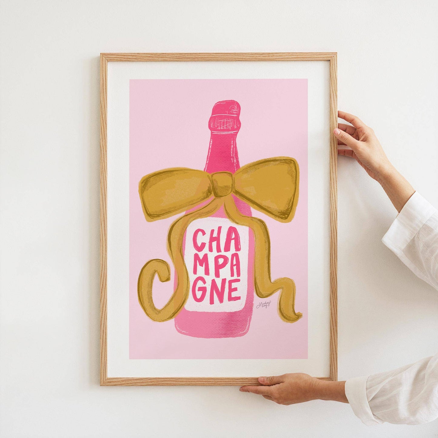 Cheers Ribbon Champagne Bottle - Art Print