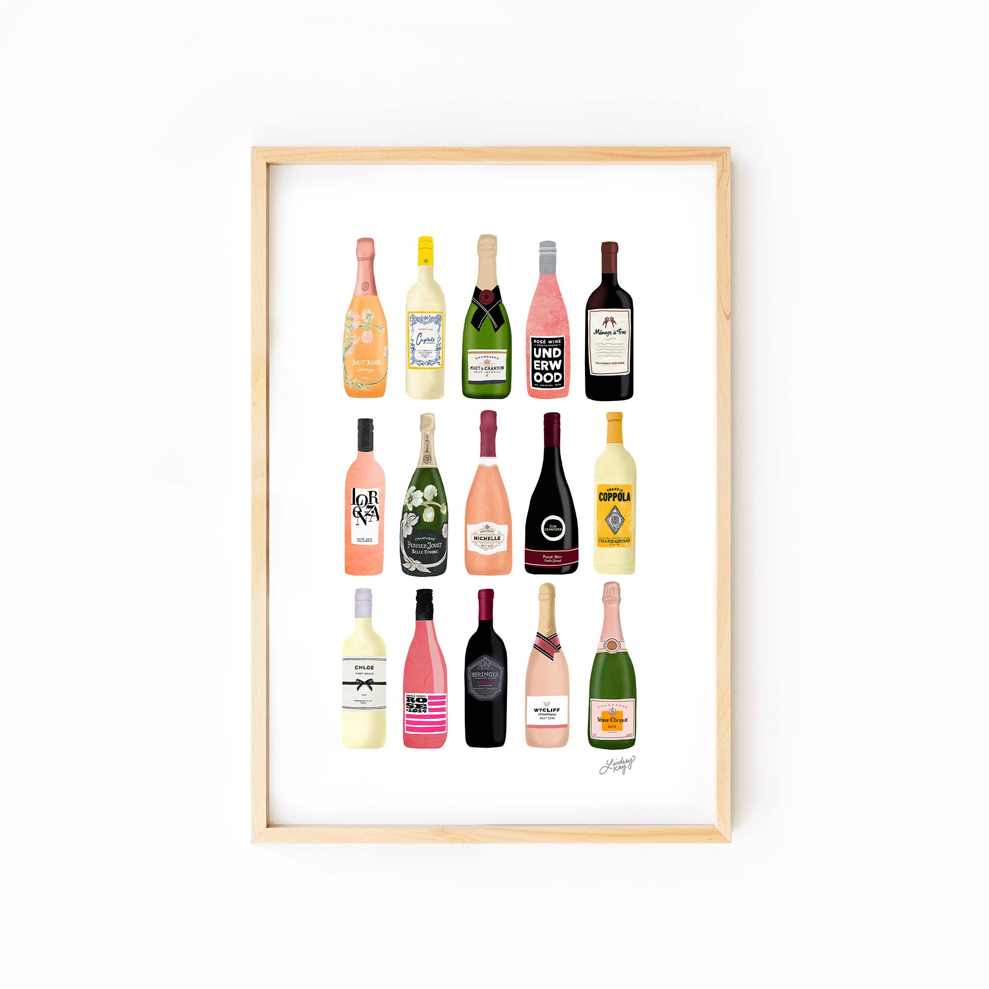 Wine Galore! Bottles Illustration - Art Print