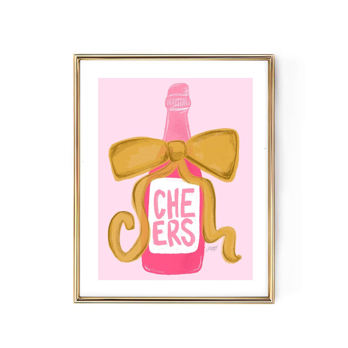 Cheers Ribbon Champagne Bottle - Art Print