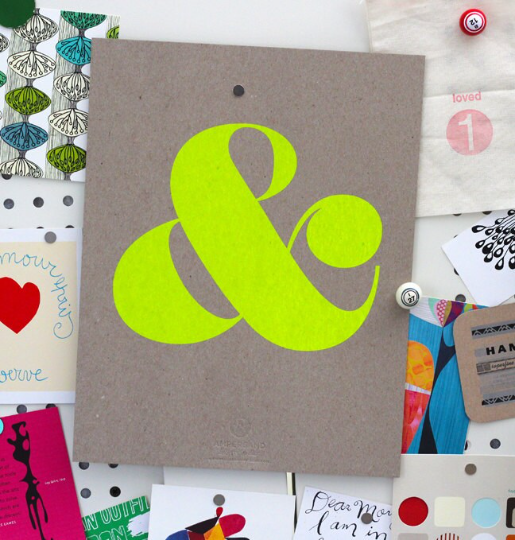 Ampersand Screen Print on Kraft - Neon Yellow