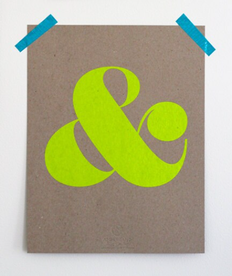 Ampersand Screen Print on Kraft - Neon Yellow