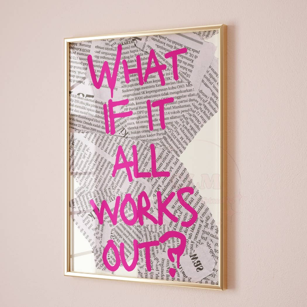 Trendy Retro Newspaper Print "Pink"