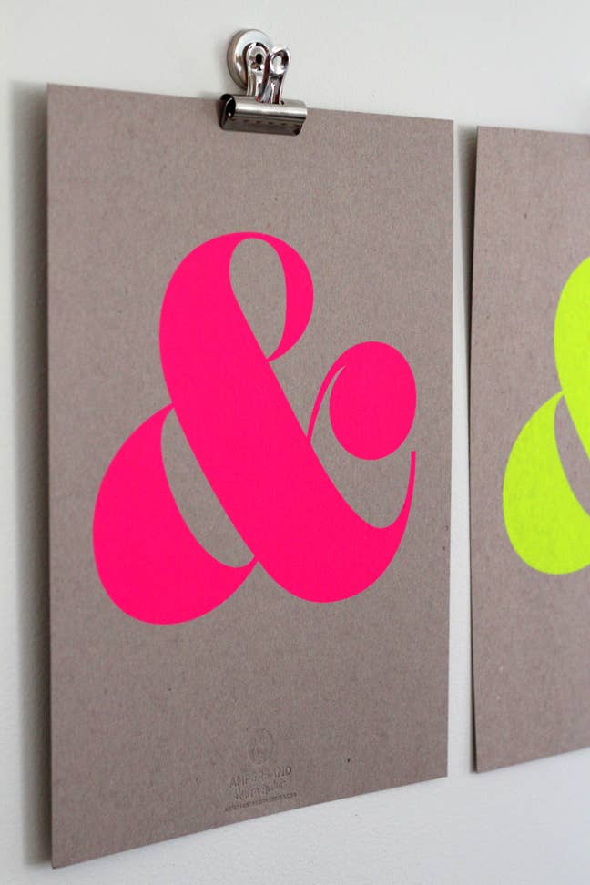 Ampersand Screen Print on Kraft - Neon Pink
