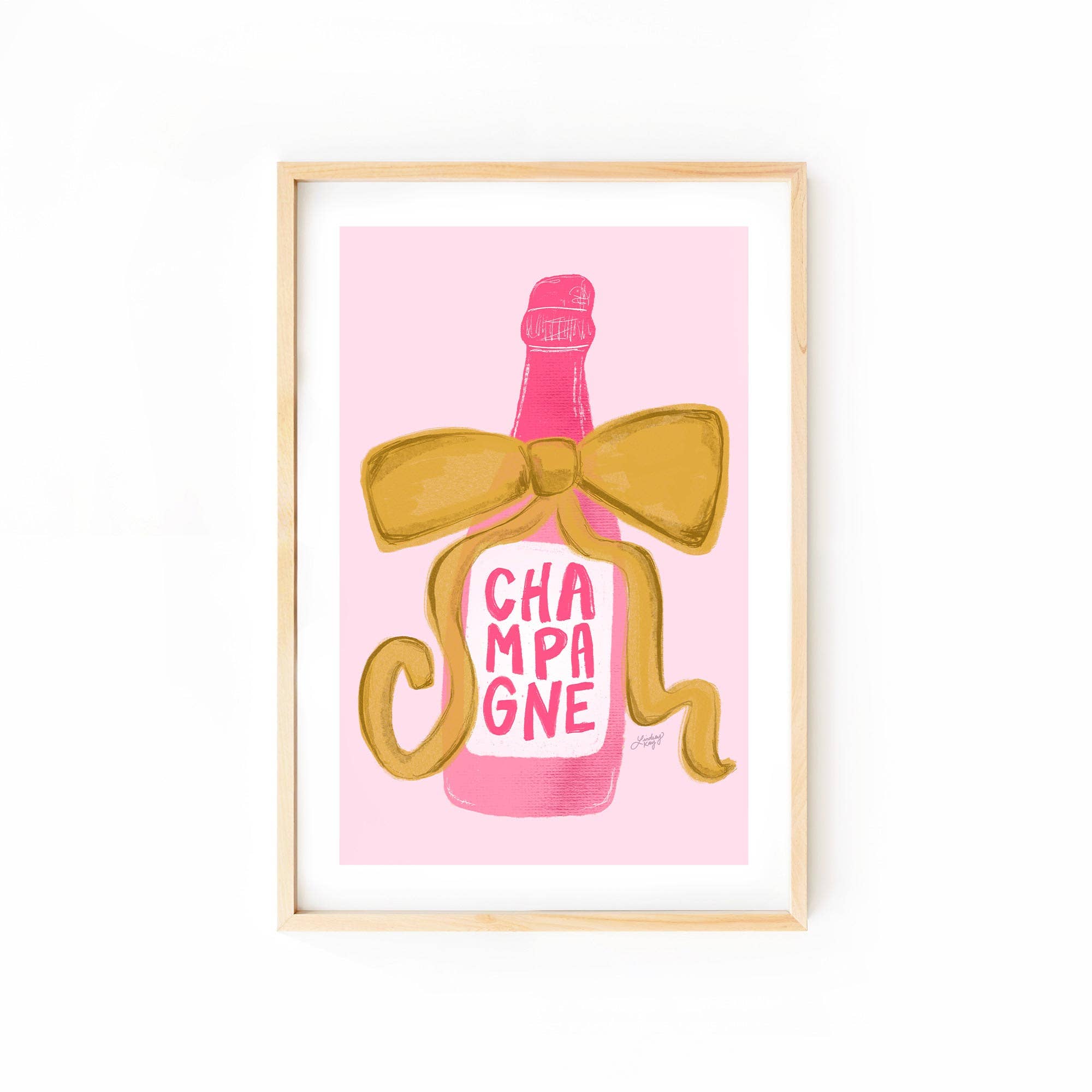 Cheers Ribbon Champagne Bottle - Art Print
