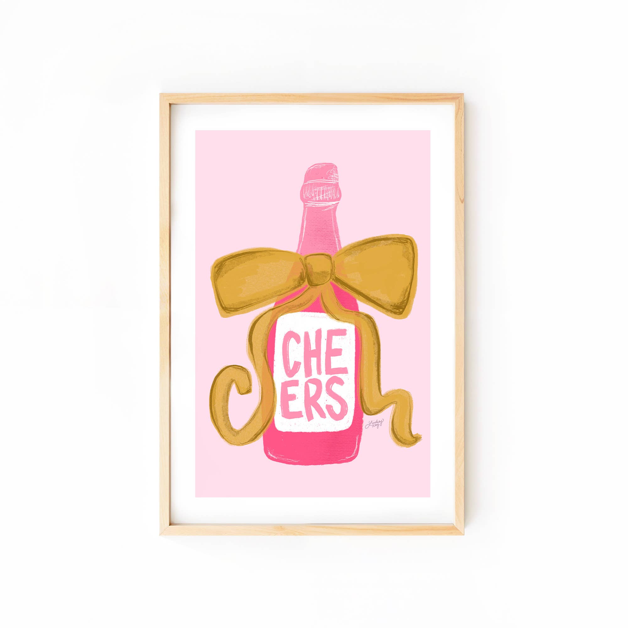 Cheers Ribbon Champagne Bottle - Art Print