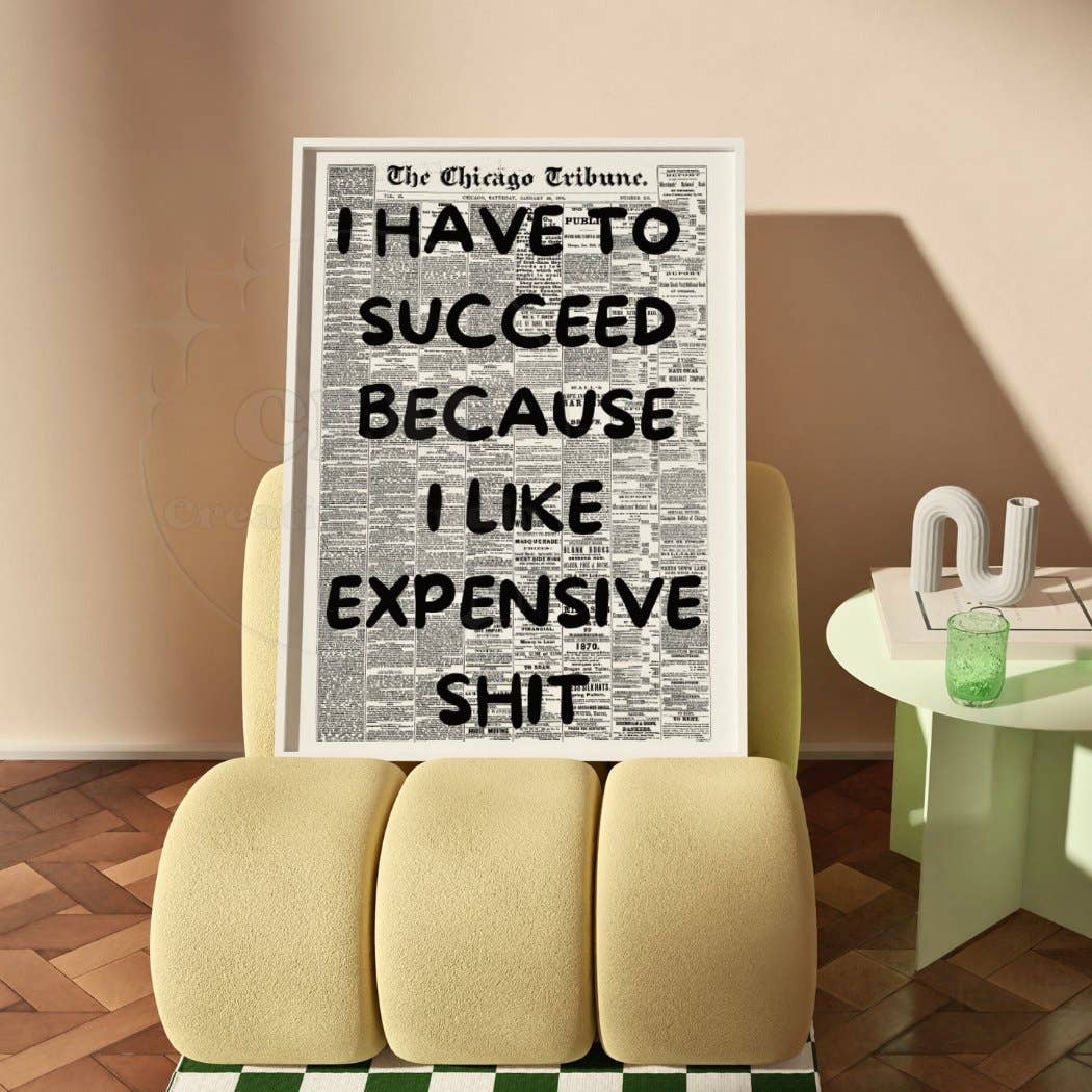 Retro Newspaper Wall Art Monotone Print
