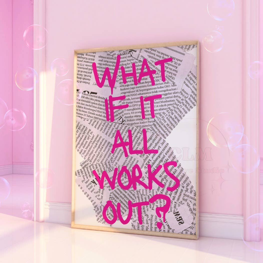 Trendy Retro Newspaper Print "Pink"